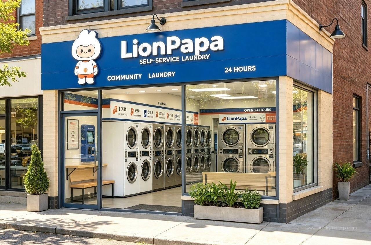 Concept illustration of a laundromat storefront