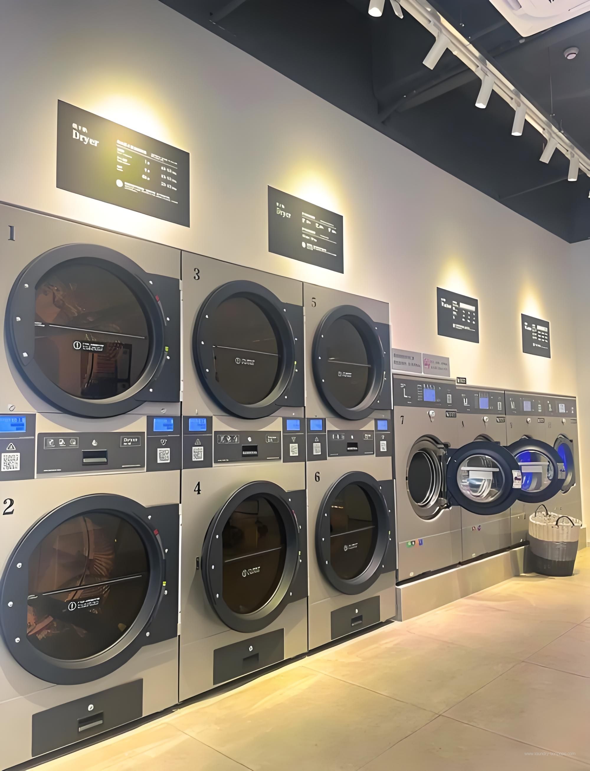General illustration of a self-service laundromat layout