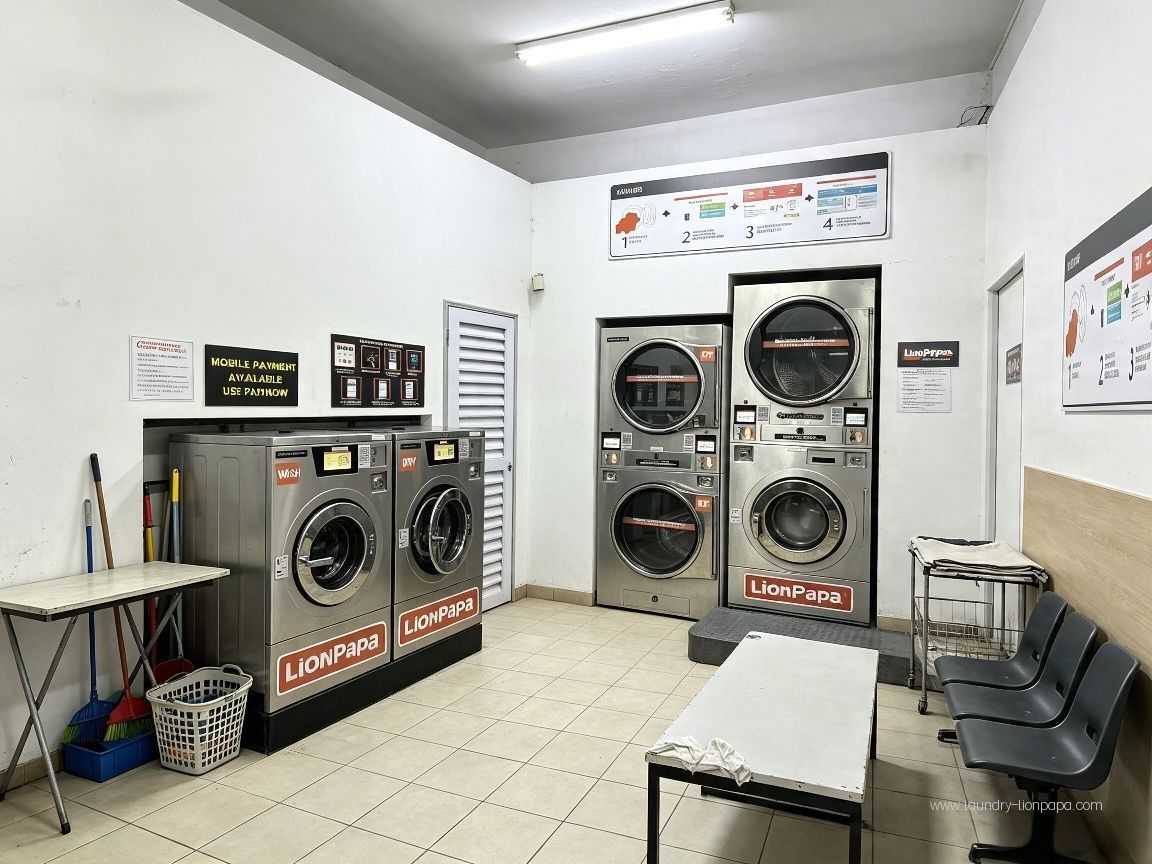 General illustration of a self-service laundromat interior