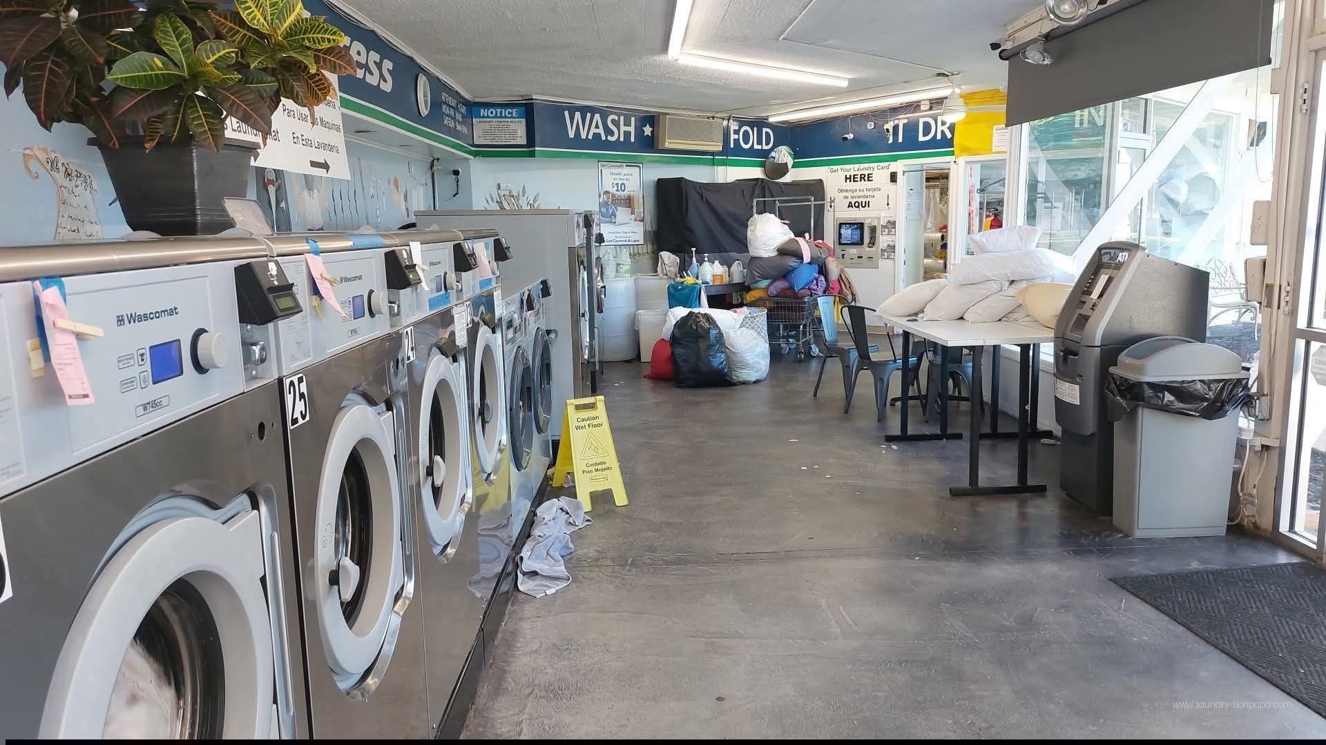General laundromat illustration showing Wascomat equipment