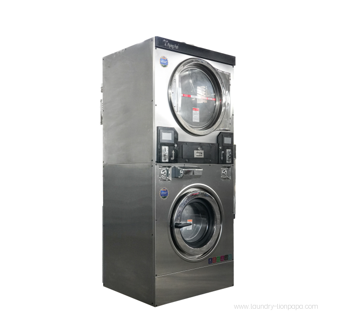 Stacked washer-dryer product photograph