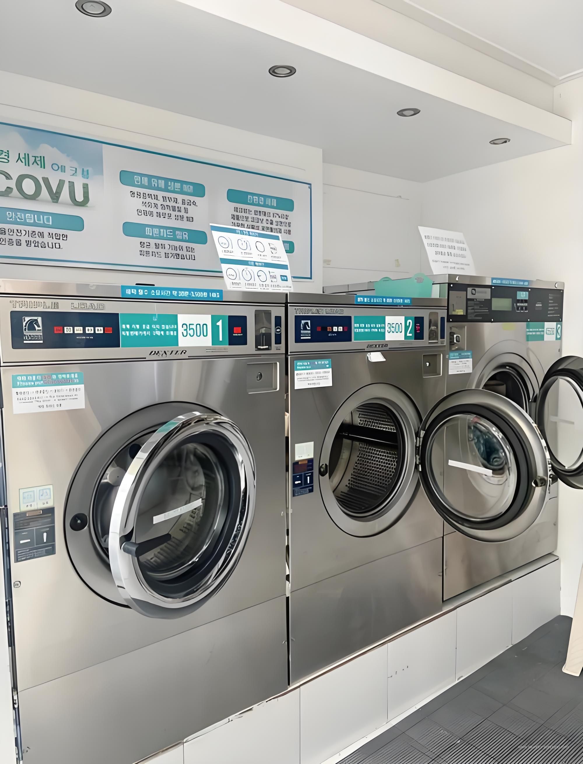 General laundromat illustration showing Dexter equipment