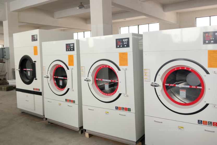 Laundry dryers arranged in the production area