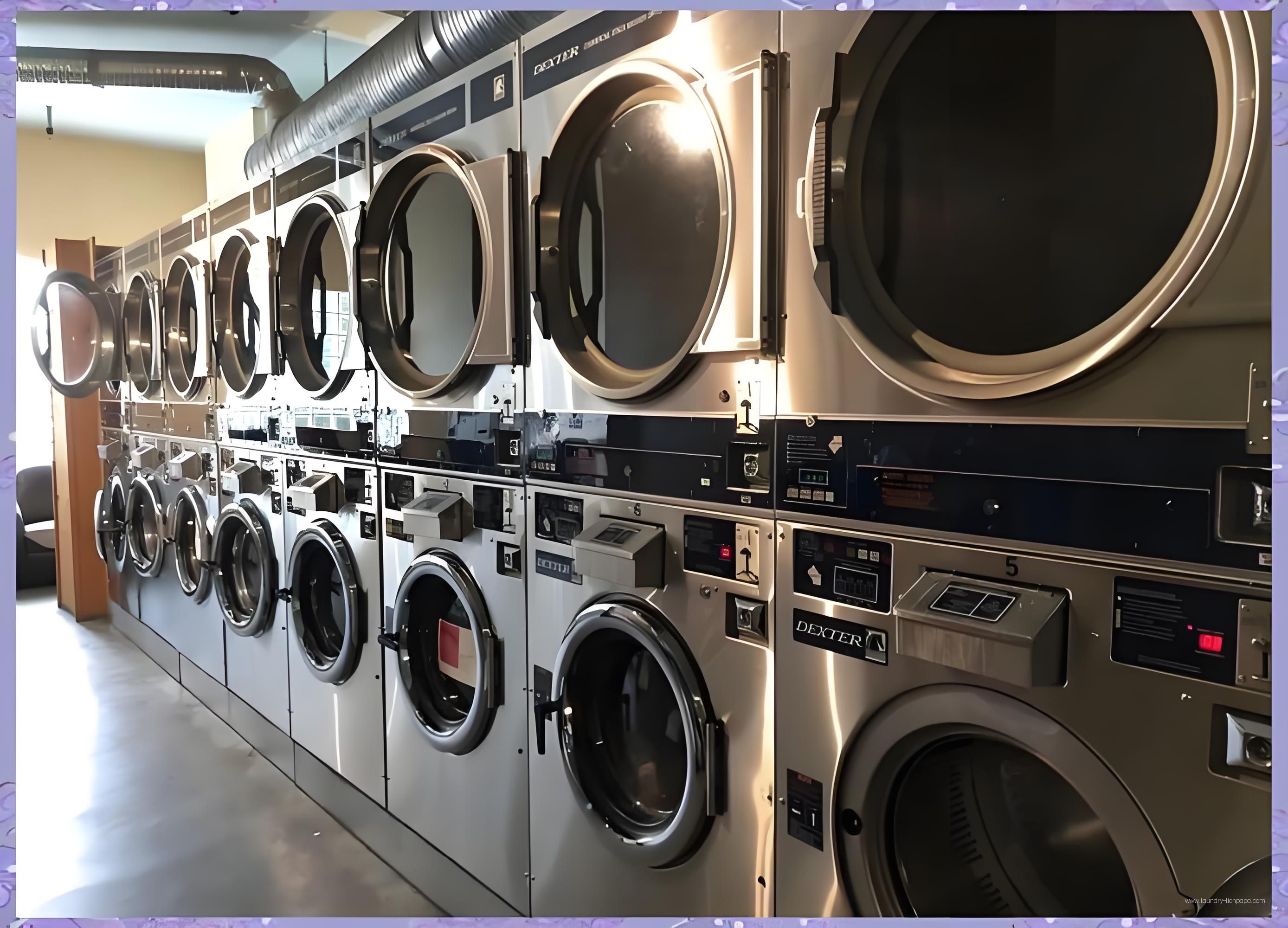 General laundromat illustration showing Dexter equipment